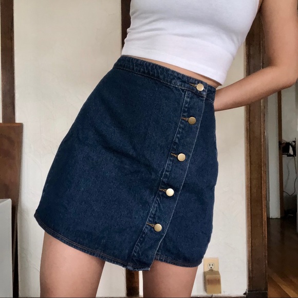 Boohoo Button Down Denim Wrap Skirt - Picture 2 of 5